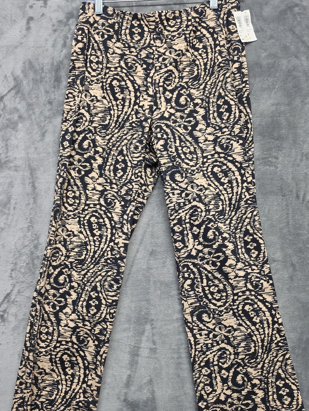 Harold's Black & Cream Paisley Boot-Cut Pants Sz 4